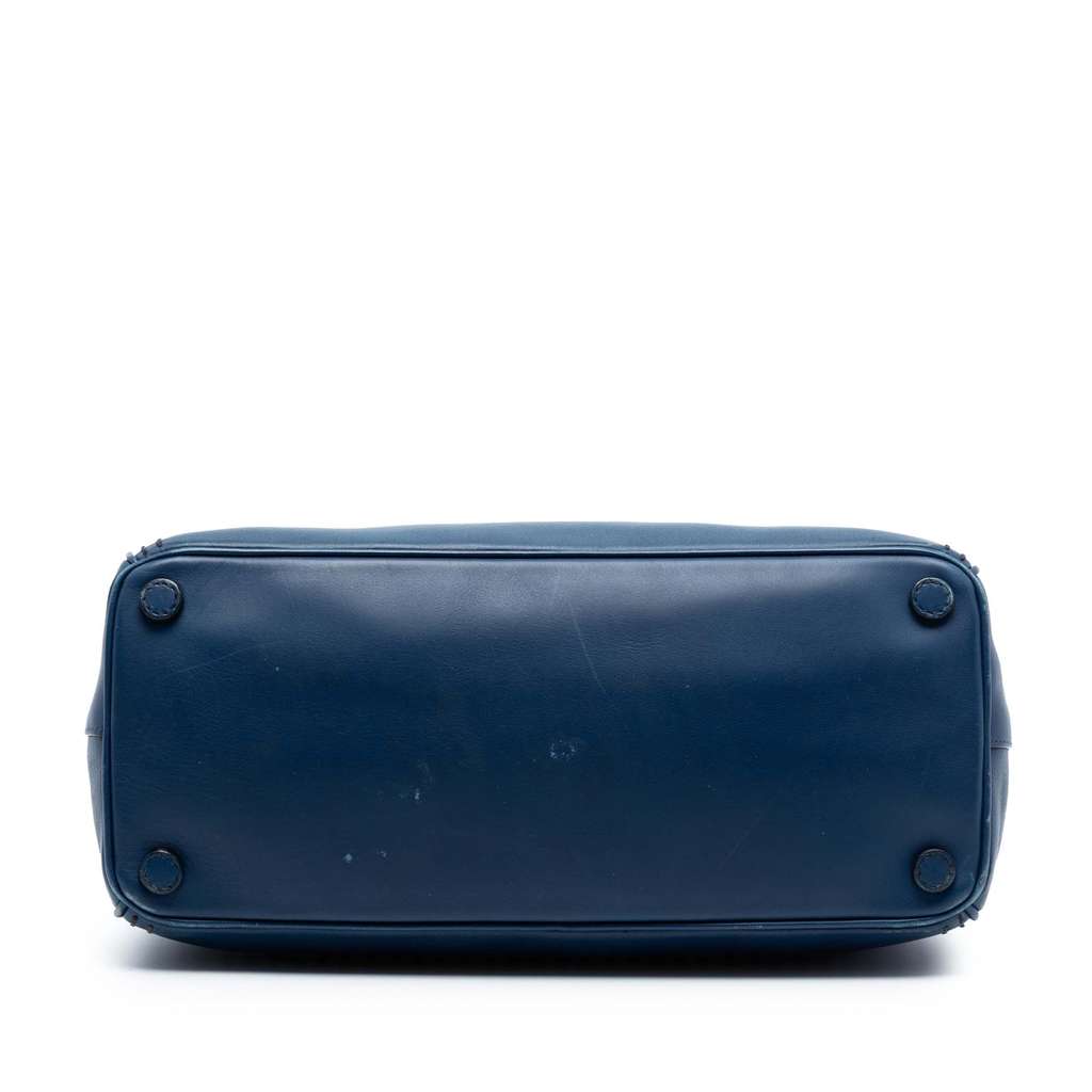 Prada Medium City Calf Hand Stitched Galleria Double Zip Satchel Blue Leather Good condition - Inside View