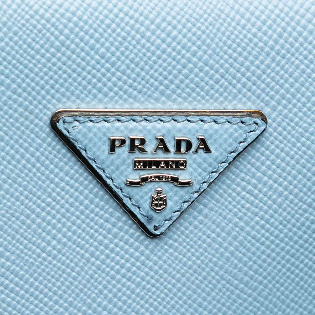 Prada Saffiano Cuir Turnlock Twin Satchel Blue Leather Good condition - Box View