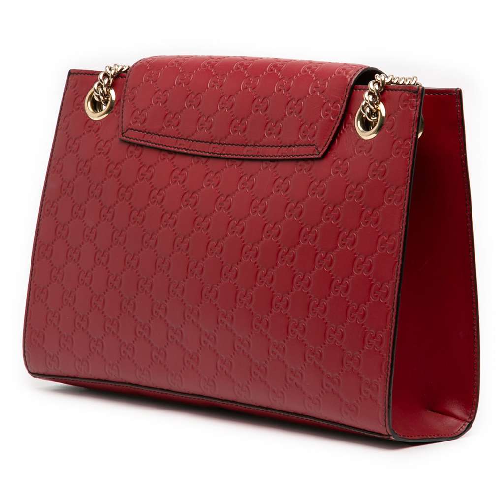 Gucci Large Guccissima Emily Shoulder Bag Red Leather Good condition - Back View