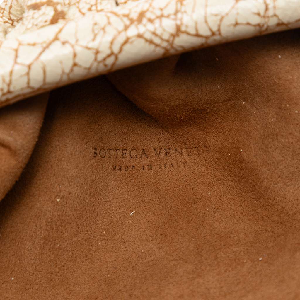 Bottega Veneta Crackled Calfskin The Mini Pouch Crossbody Brown Leather Good condition - Box View