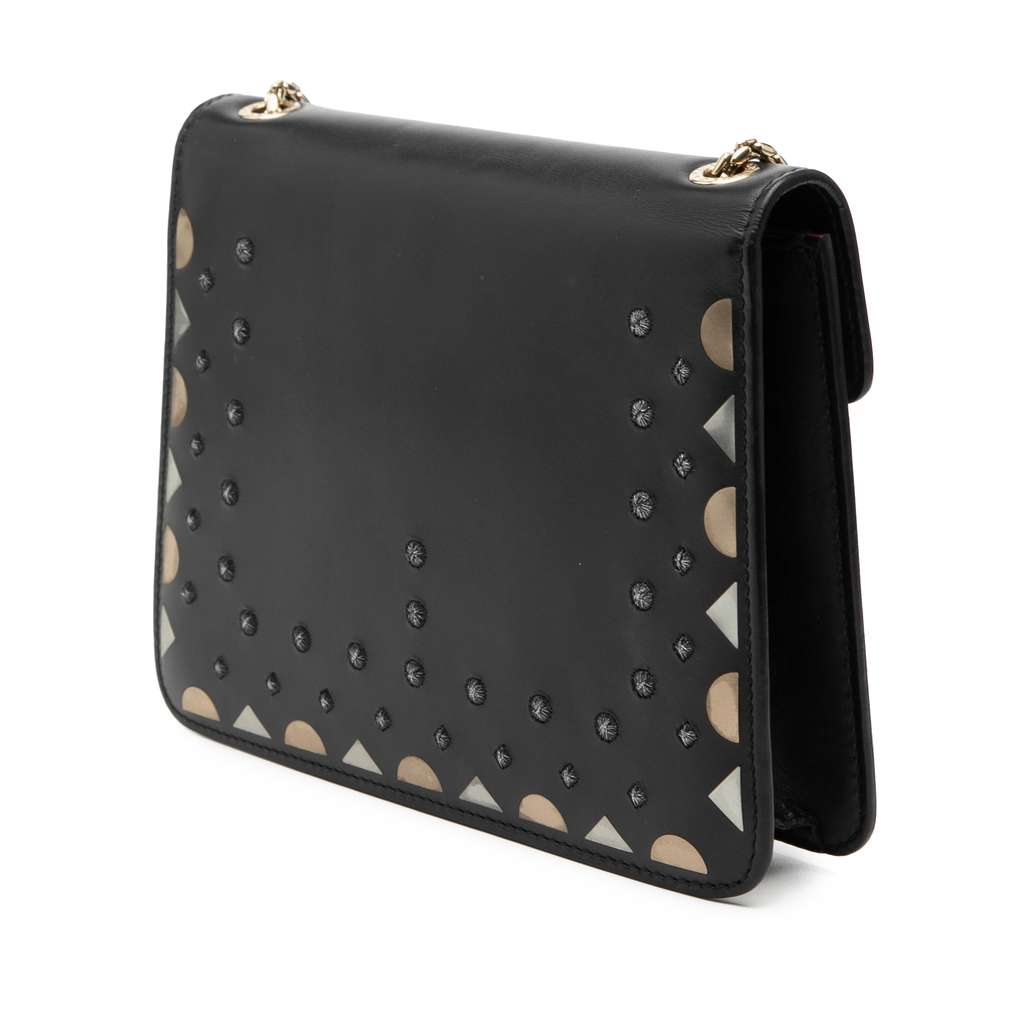 Bvlgari Small Studded Leather Laser Cut Square Serpenti Forever Chain Crossbody Black Leather Good condition - Back View