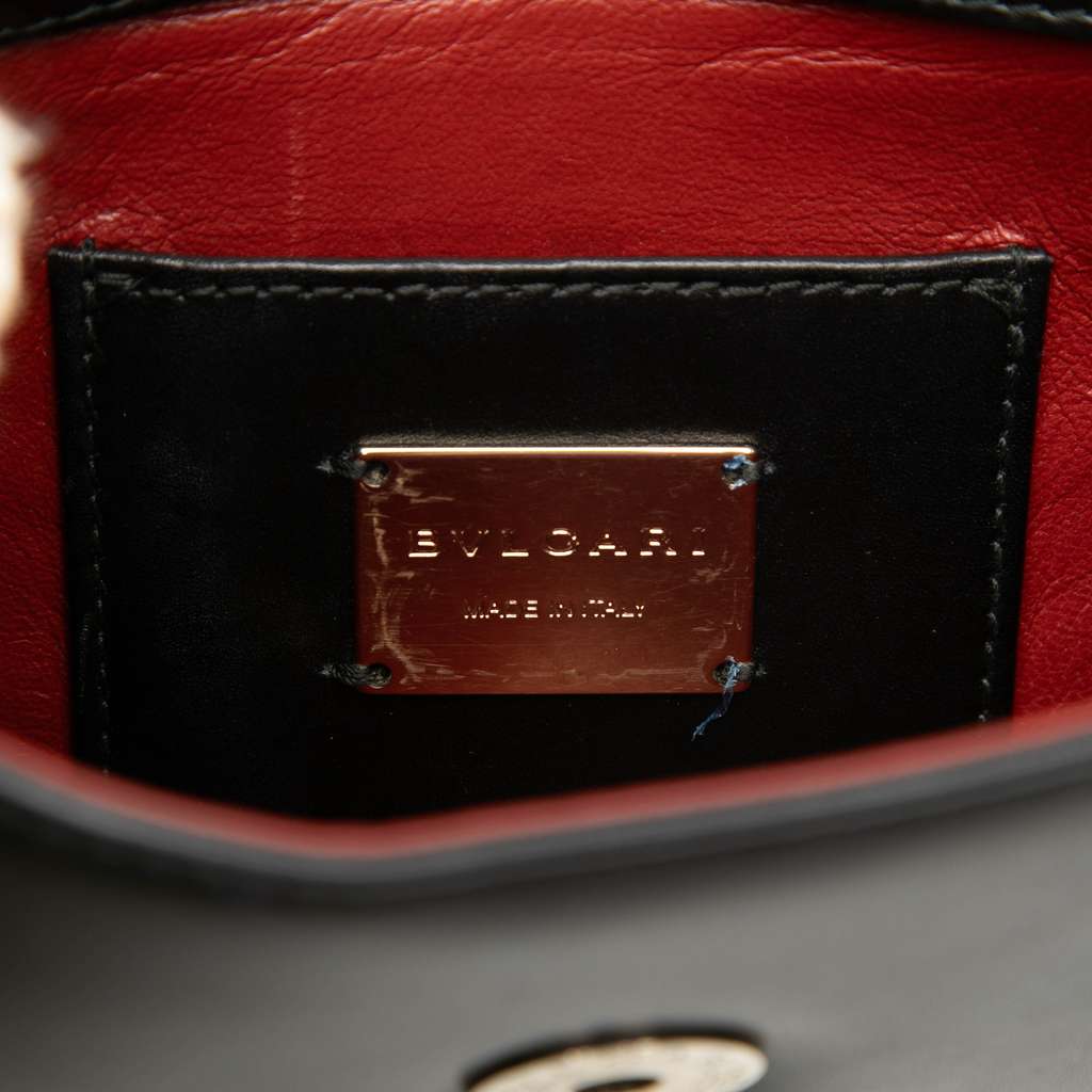 Bvlgari Small Studded Leather Laser Cut Square Serpenti Forever Chain Crossbody Black Leather Good condition - Box View