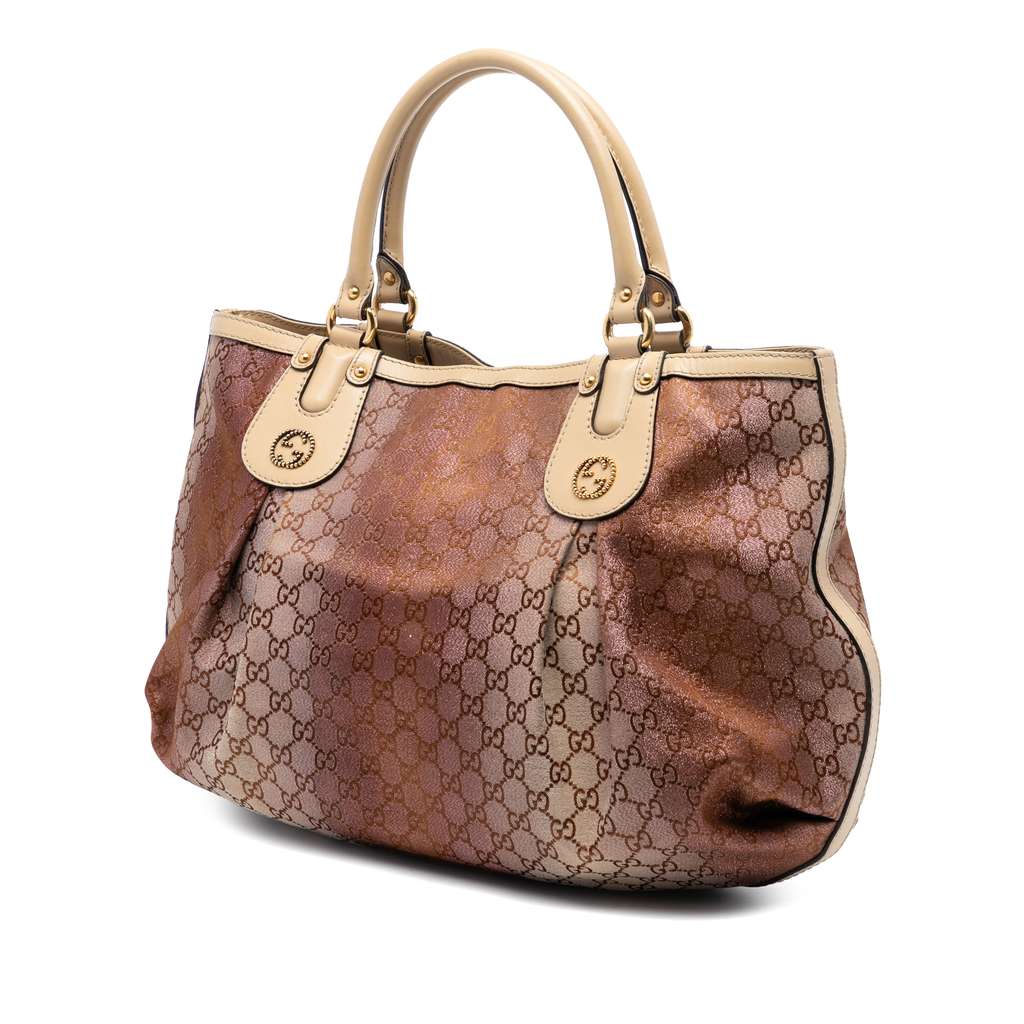 Gucci GG Lurex Scarlett Tote Brown Canvas Good condition - Back View