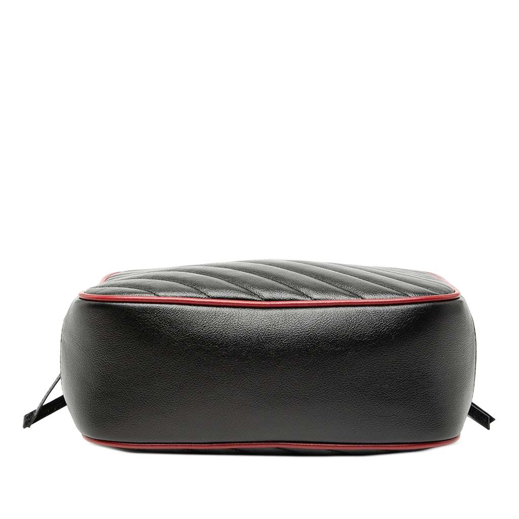 Gucci Small GG Marmont Matelasse Diagonal Leather Torchon Bamboo Satchel Black Leather Good condition - Inside View