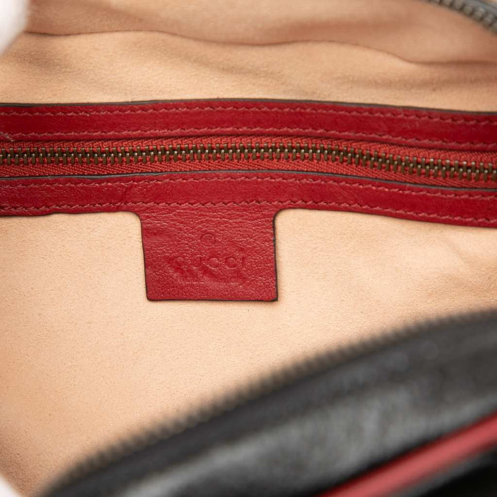 Gucci Small GG Marmont Matelasse Diagonal Leather Torchon Bamboo Satchel Black Leather Good condition - Box View