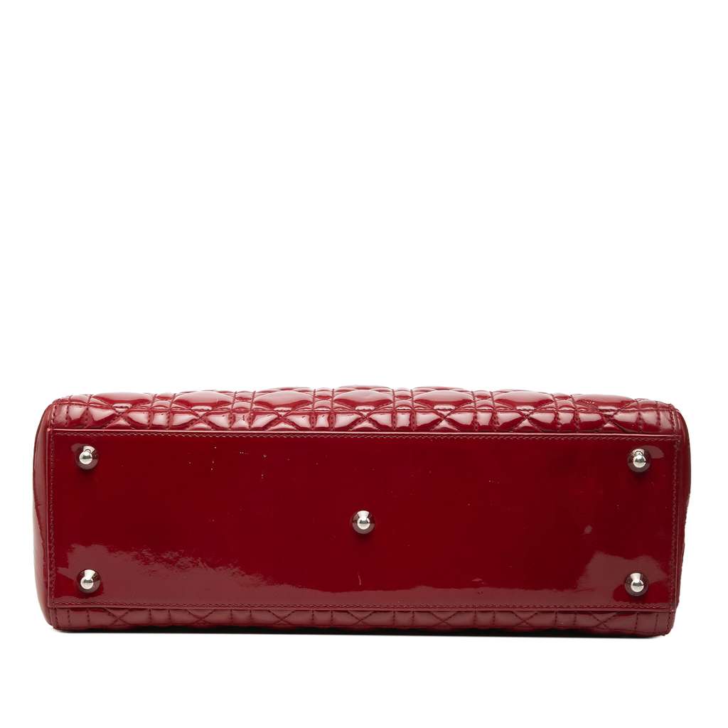 Dior Large Patent Cannage Lady Dior Red Leather Good condition - Inside View
