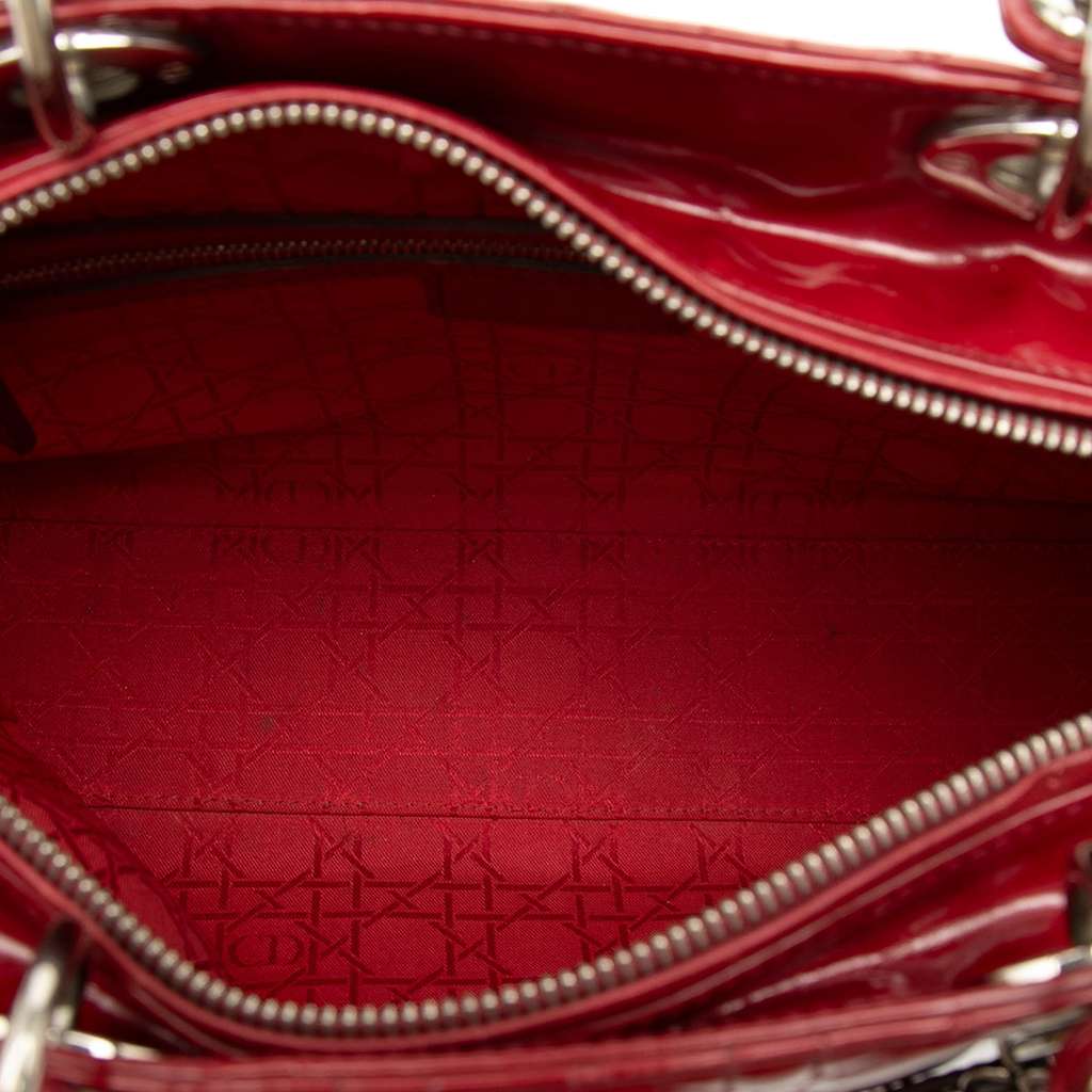 Dior Large Patent Cannage Lady Dior Red Leather Good condition - Model View