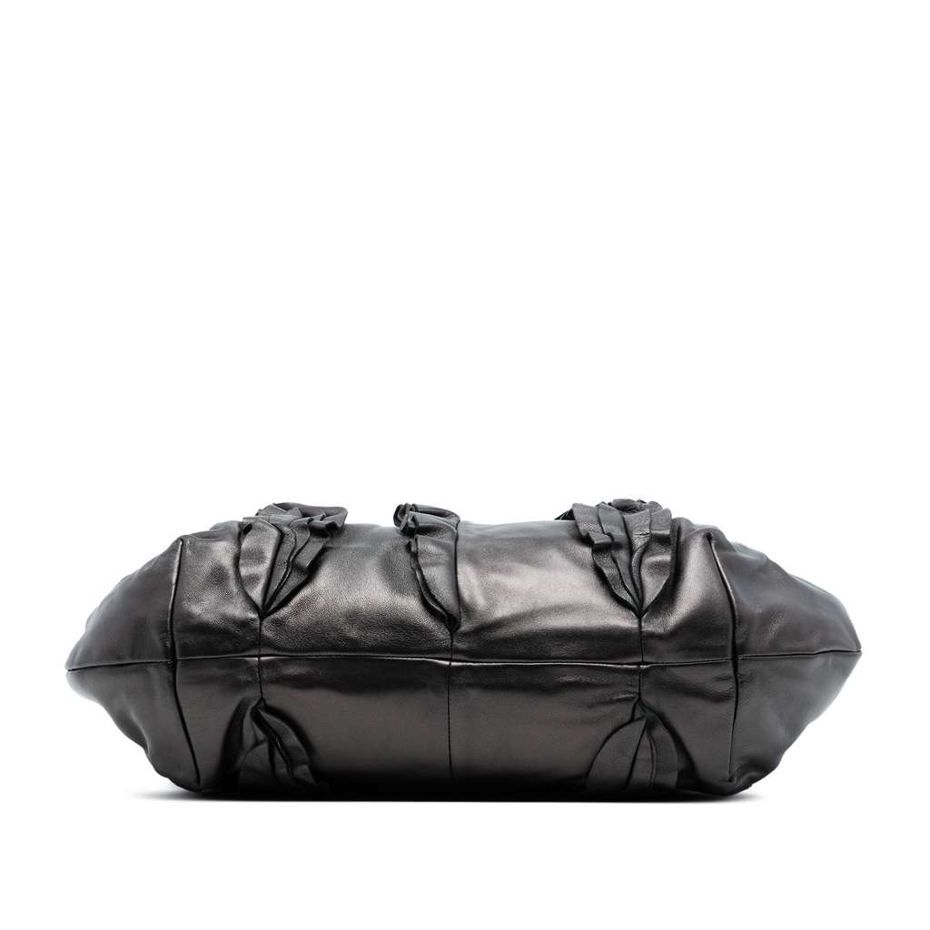 Prada Nappa Mordore Ruffle Tote Black Leather Good condition - Inside View