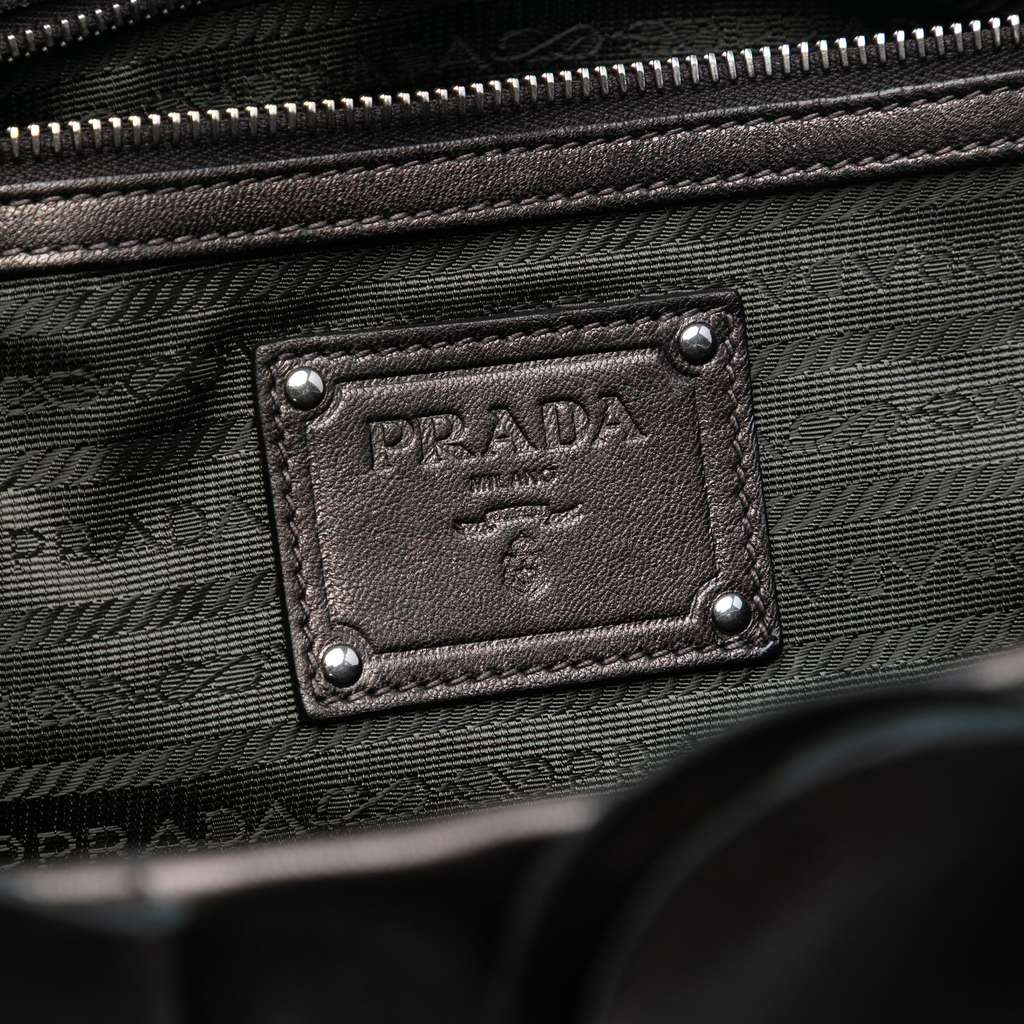 Prada Nappa Mordore Ruffle Tote Black Leather Good condition - Box View