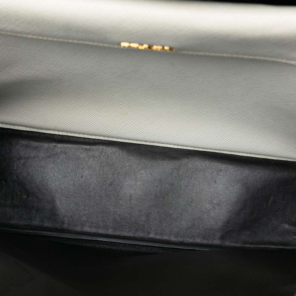 Prada Medium Saffiano Cuir Double Satchel White Leather Fair condition - Model View