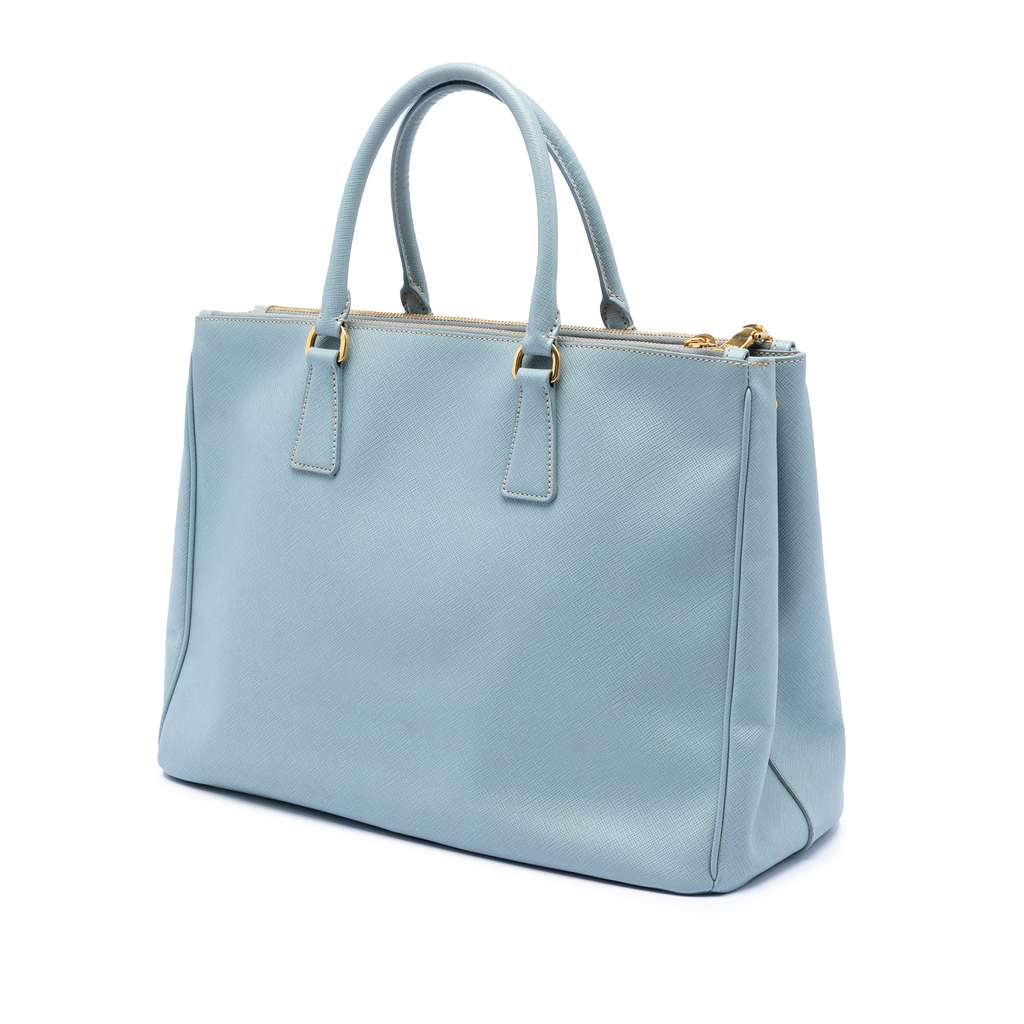 Prada Large Saffiano Lux Galleria Double Zip Satchel Blue Leather Good condition - Back View
