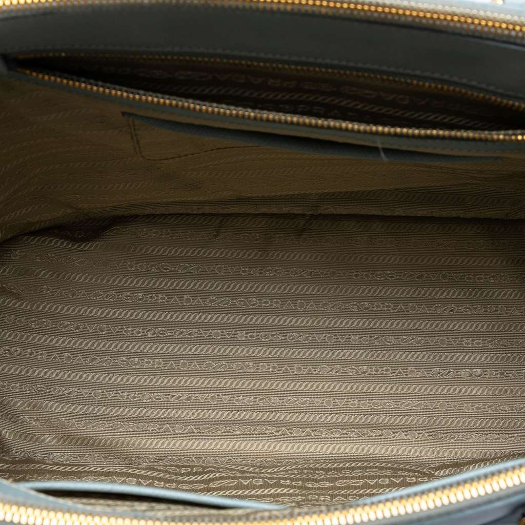 Prada Large Saffiano Lux Galleria Double Zip Satchel Blue Leather Good condition - Model View