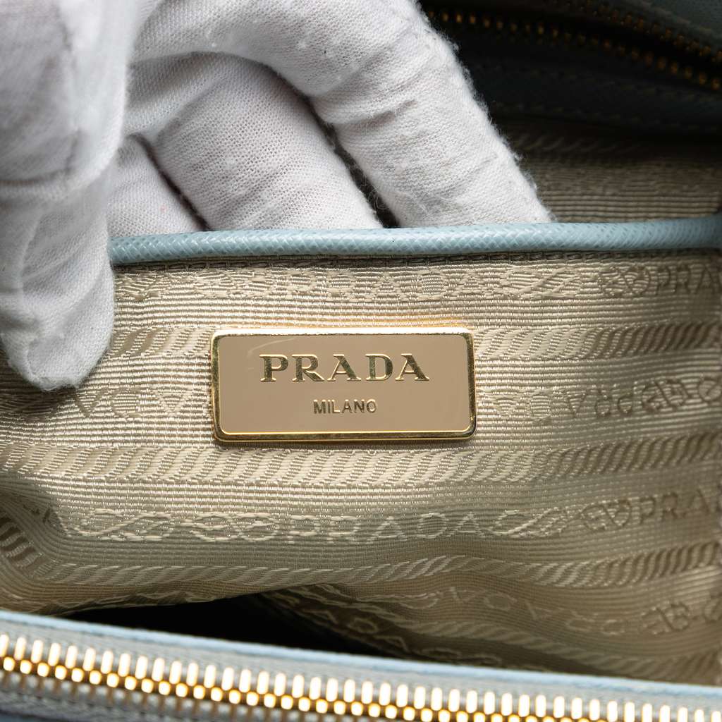 Prada Large Saffiano Lux Galleria Double Zip Satchel Blue Leather Good condition - Box View