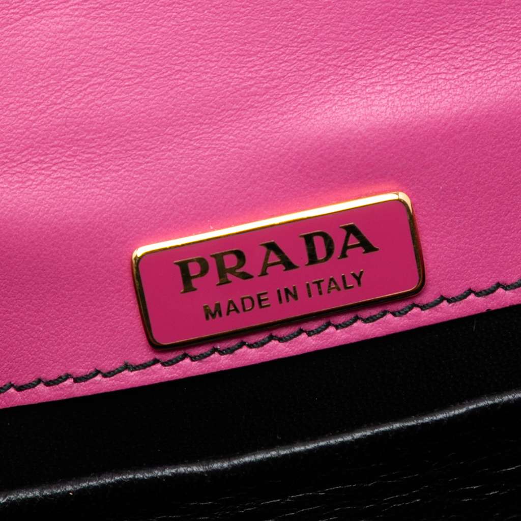 Prada Saffiano Trimmed City Calf Pionniere Crossbody Pink Leather Good condition - Box View