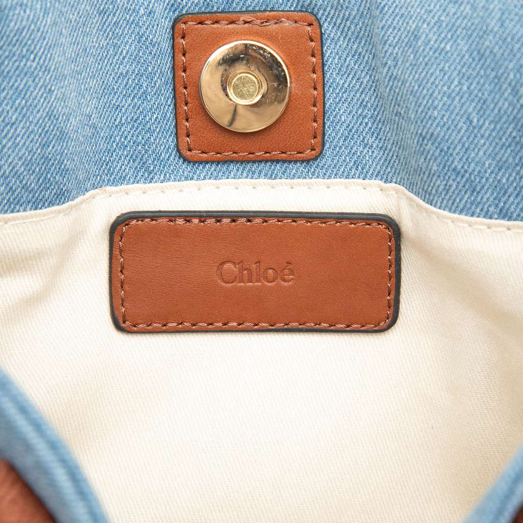 Chloé Kids Embroidered Logo Denim Satchel Blue Denim Good condition - Box View