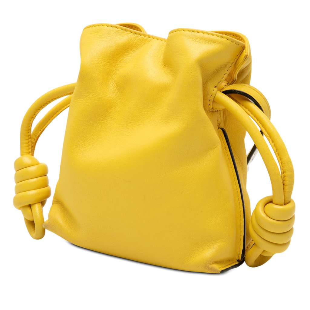 Loewe Mini Nappa Flamenco Knot Crossbody Yellow Leather Good condition - Back View