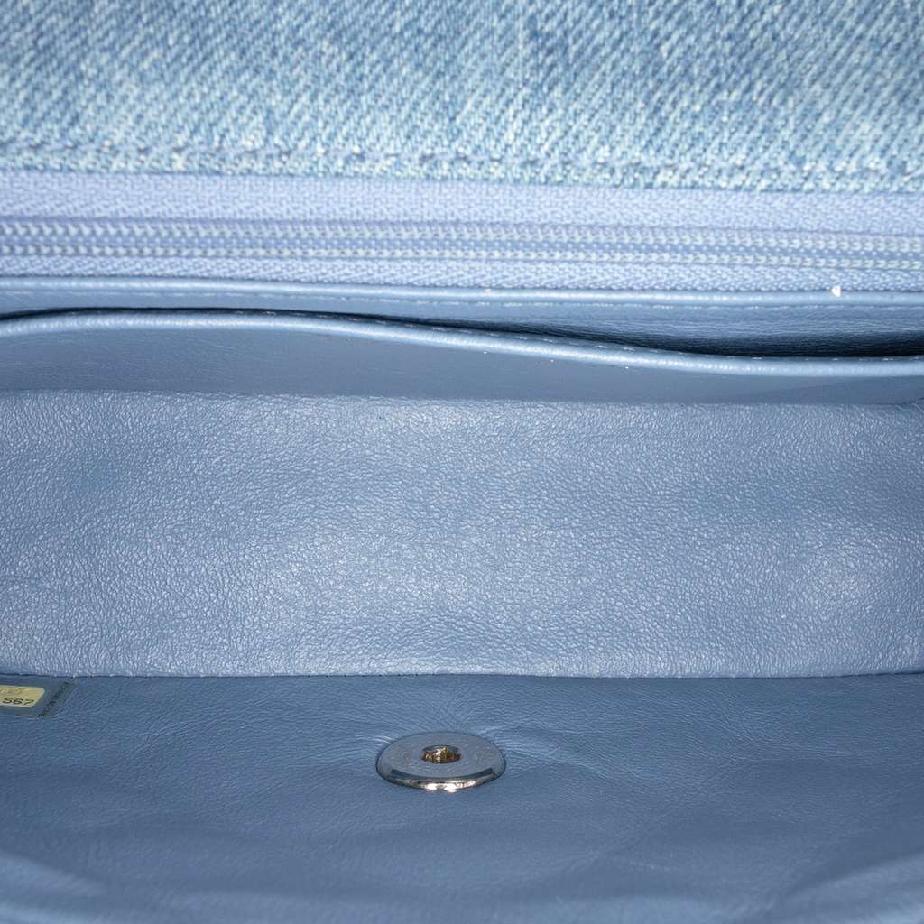 Chanel Mini Rectangular Classic Denim Braided Single Flap Blue Denim Good condition - Model View