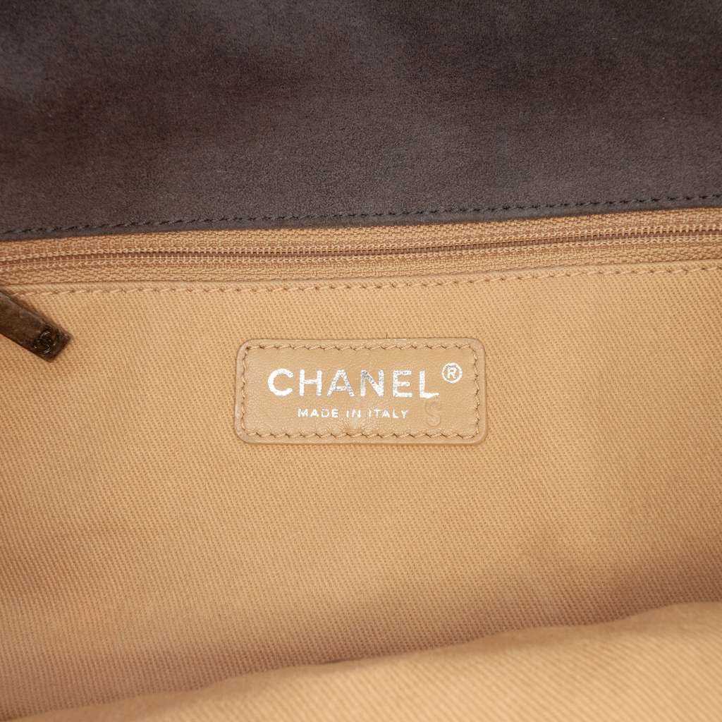 Chanel Paris Edinburgh Medium Stitched Suede Saltire Single Flap Brown Leather Good condition - Box View