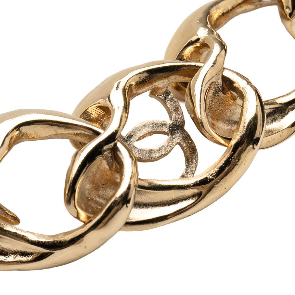 Chanel CC Gold Plated Rhinestone Chain Choker Necklace Gold Metal Good condition - Box View