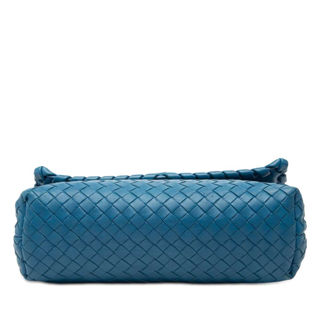Bottega Veneta Small Nappa Intrecciato Olimpia Shoulder Bag Blue Leather Good condition - Inside View
