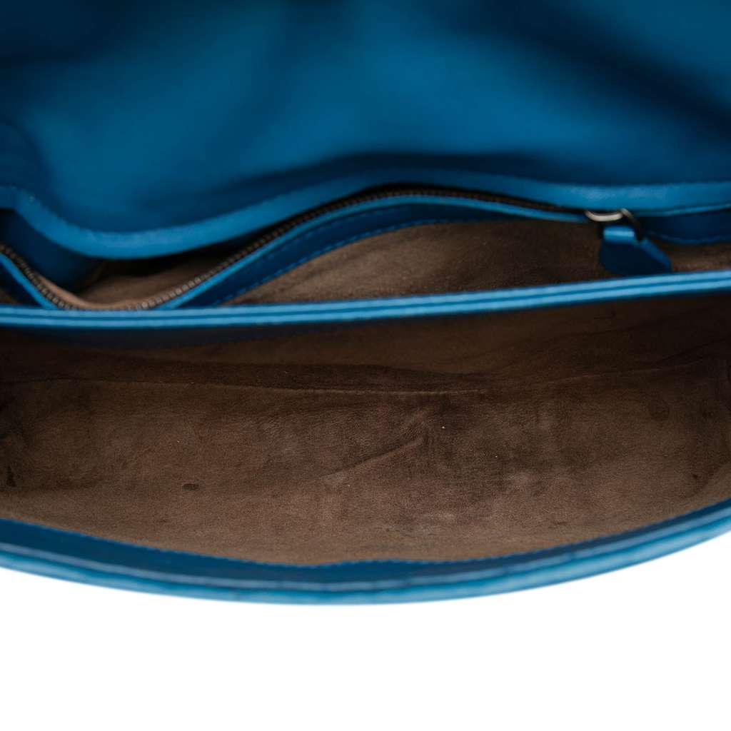 Bottega Veneta Small Nappa Intrecciato Olimpia Shoulder Bag Blue Leather Good condition - Model View