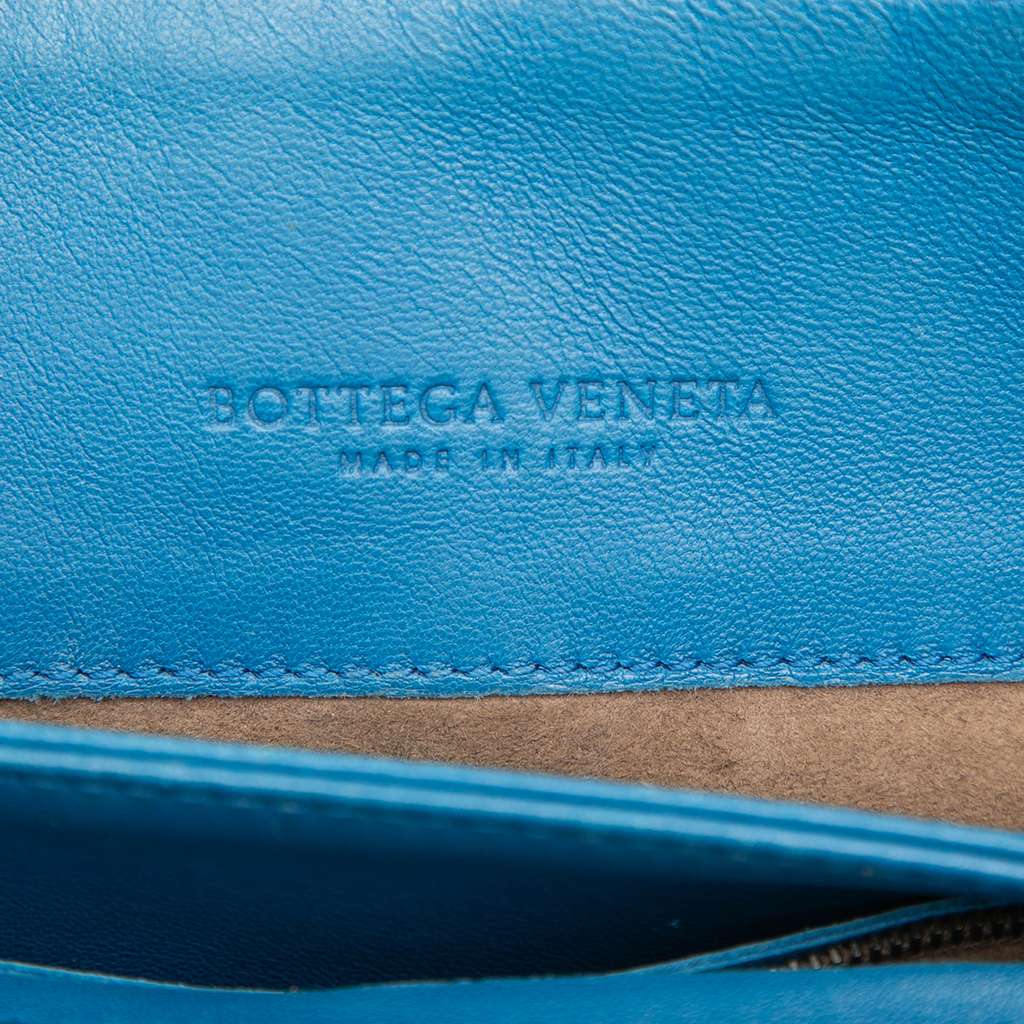Bottega Veneta Small Nappa Intrecciato Olimpia Shoulder Bag Blue Leather Good condition - Box View