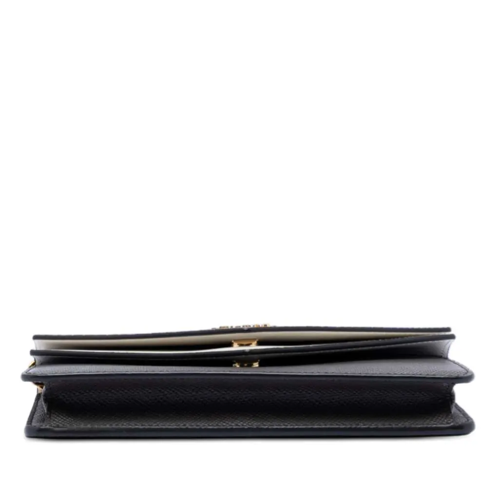 Prada Bicolor Saffiano Lux Envelope Double Flap Wallet on Chain Black Leather Very good - Inside View