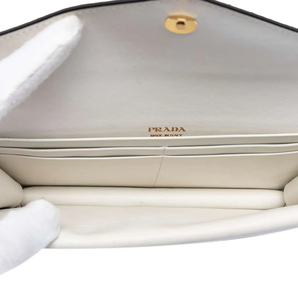 Prada Bicolor Saffiano Lux Envelope Double Flap Wallet on Chain Black Leather Very good - Model View