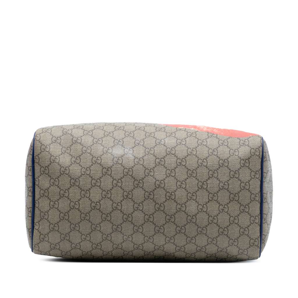 Gucci Unicef Medium GG Supreme American Flag Joy Boston Bag Brown Canvas Good condition - Inside View