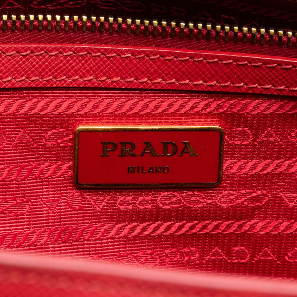 Prada Large Saffiano Lux Galleria Satchel Red Leather Good condition - Box View