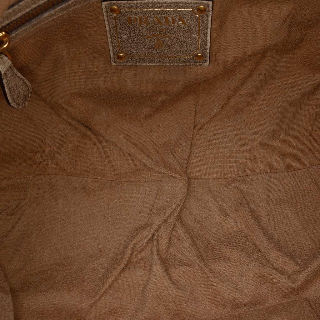 Prada Craquele Leather Shoulder Bag Brown Leather Good condition - Model View