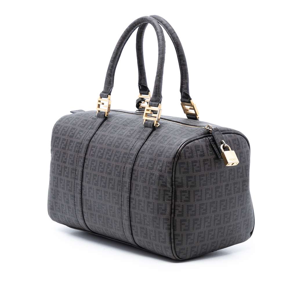 Fendi Zucchino Spalmati Forever Bauletto Boston Bag Brown Canvas Good condition - Back View