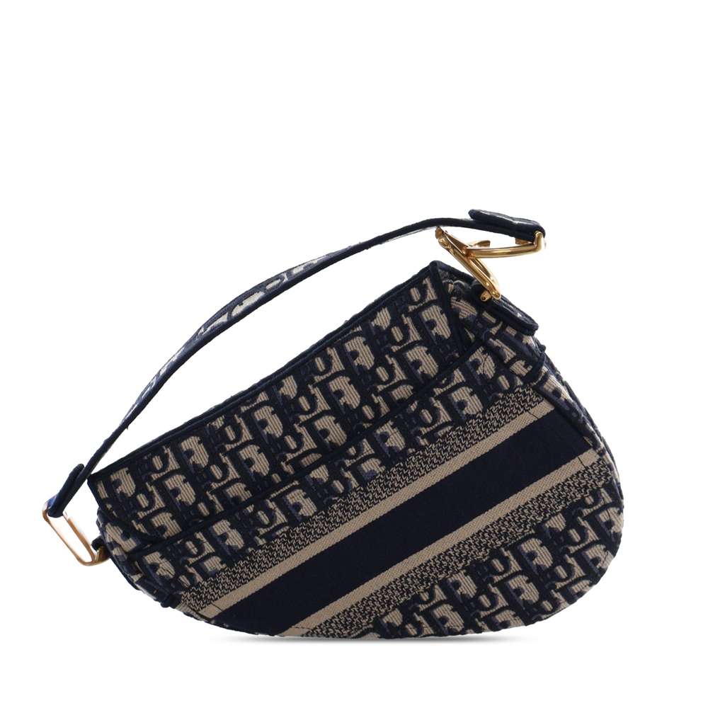 Dior Oblique Embroidered Canvas Saddle Bag Blue Canvas Good condition - Inside View