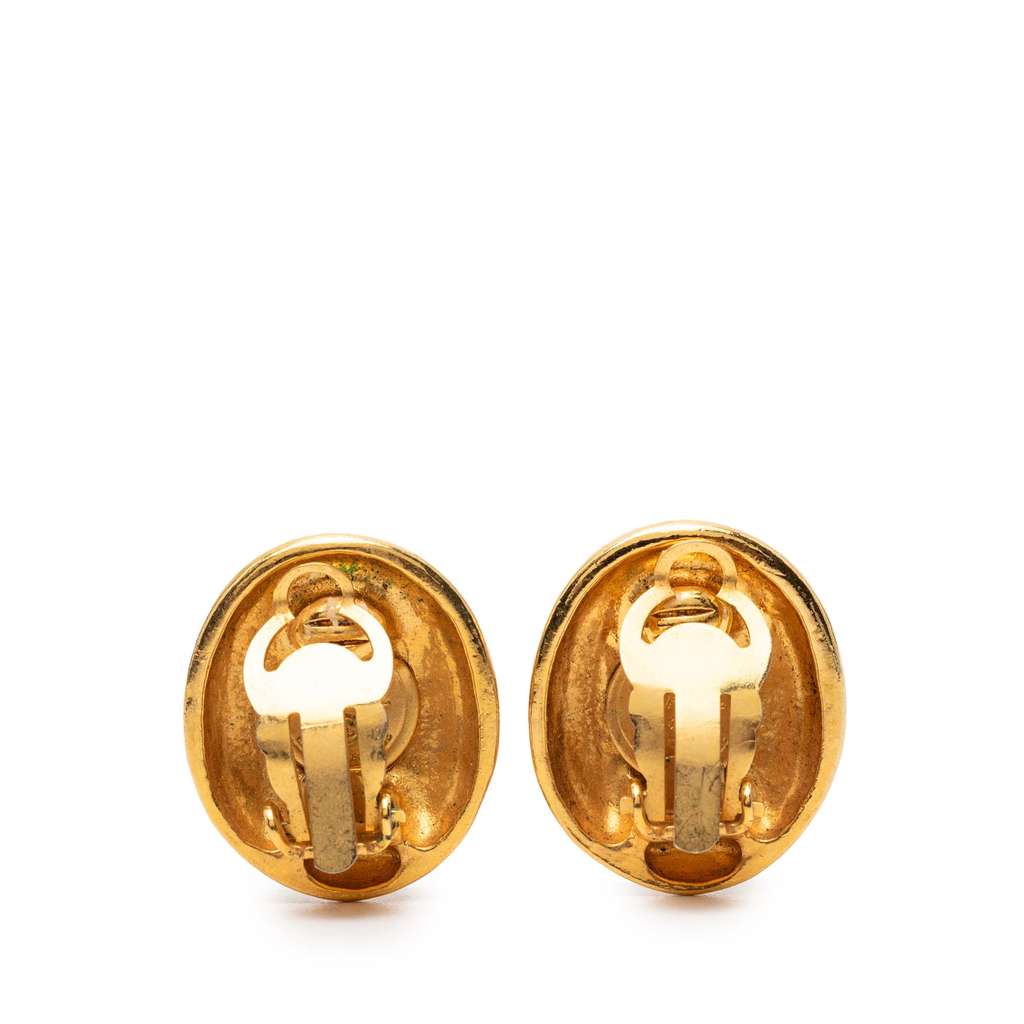 Chanel Gold Plated Mademoiselle Logo Clip On Earrings Gold Metal Good condition - Back View