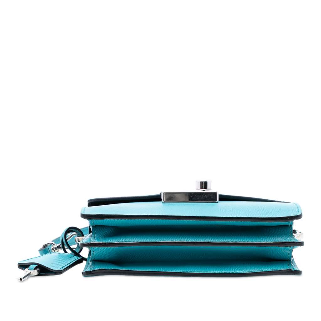 Prada Saffiano Lux Sound Lock Satchel Blue Leather Good condition - Inside View