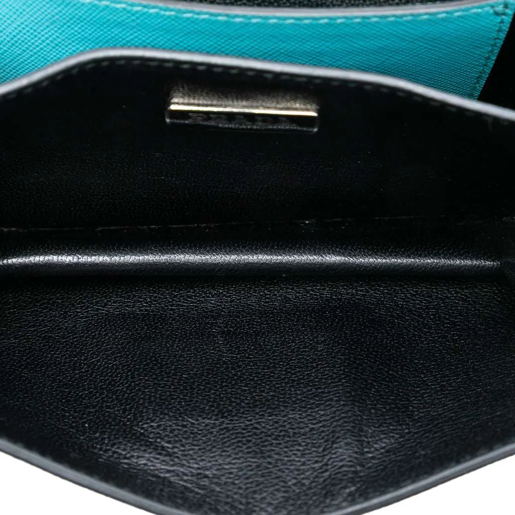 Prada Saffiano Lux Sound Lock Satchel Blue Leather Very good - Model View