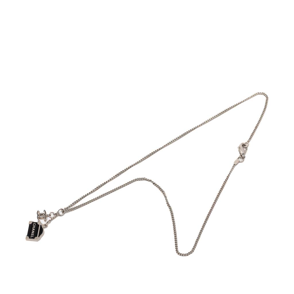 Chanel Silver Plated CC Enamel 31 Rue Cambon Pendant Necklace Silver Metal Good condition - Box View