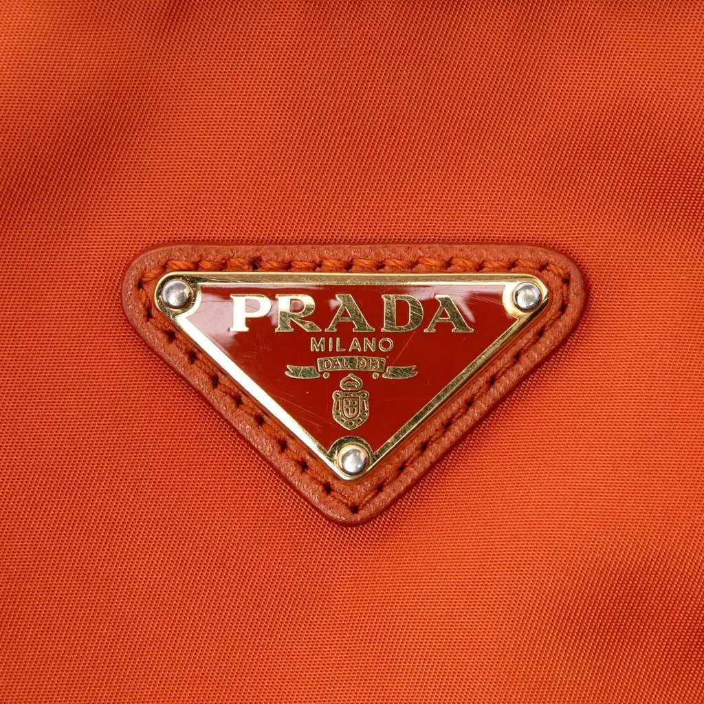Prada Saffiano Trimmed Tessuto Zip Top Crossbody Orange Polyamide Very good - Box View