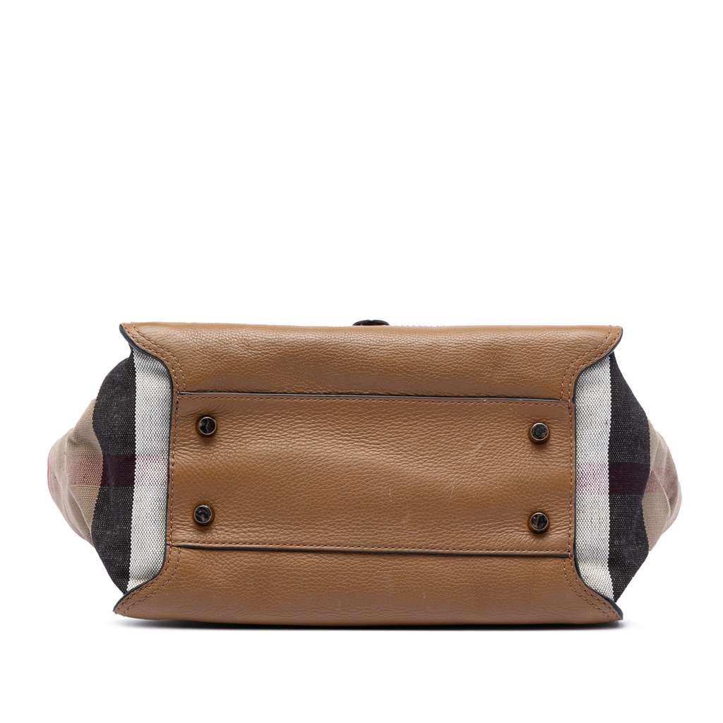 Burberry Medium Leather and House Check Harcourt Satchel Brown Leather Good condition - Inside View