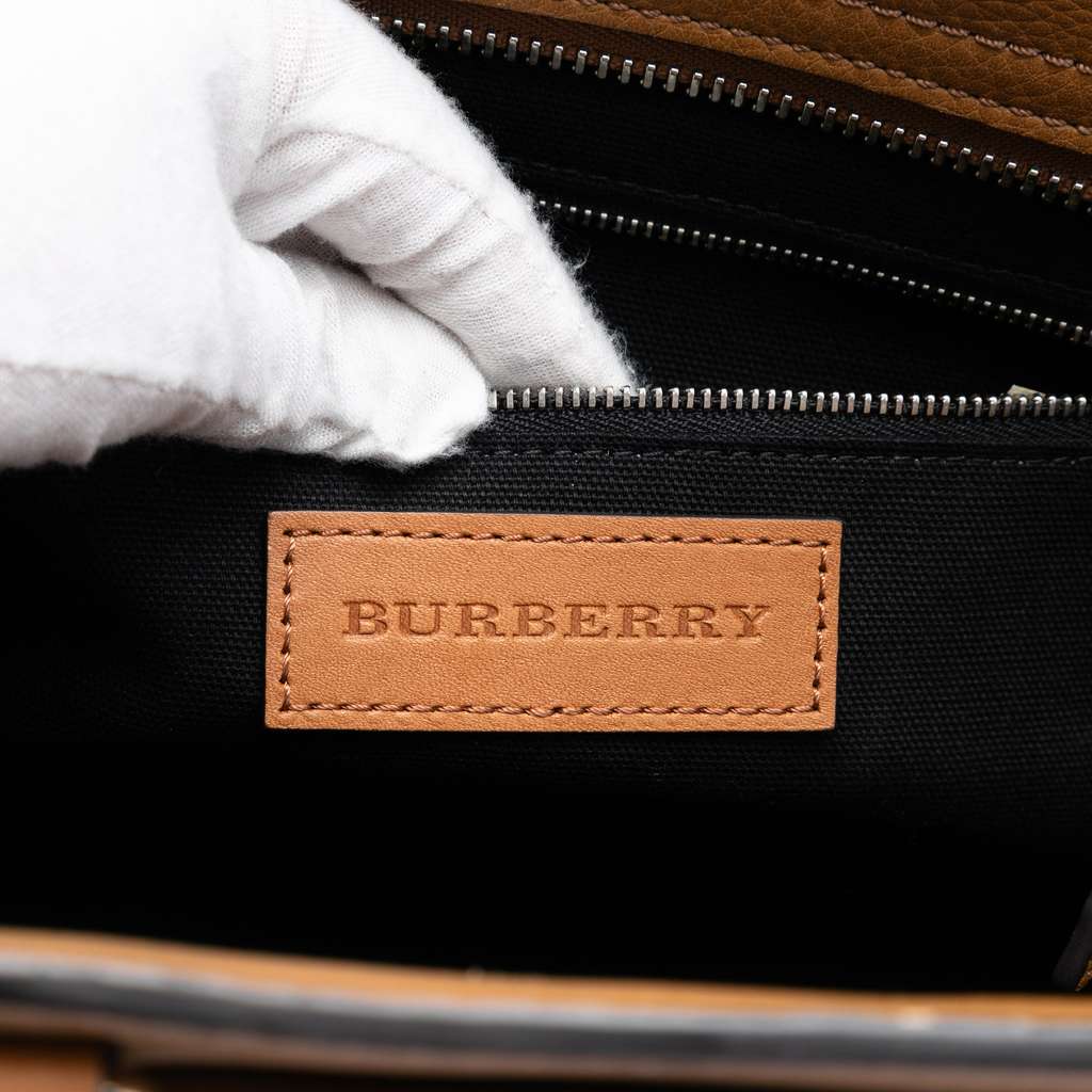 Burberry Medium Leather and House Check Harcourt Satchel Brown Leather Good condition - Box View