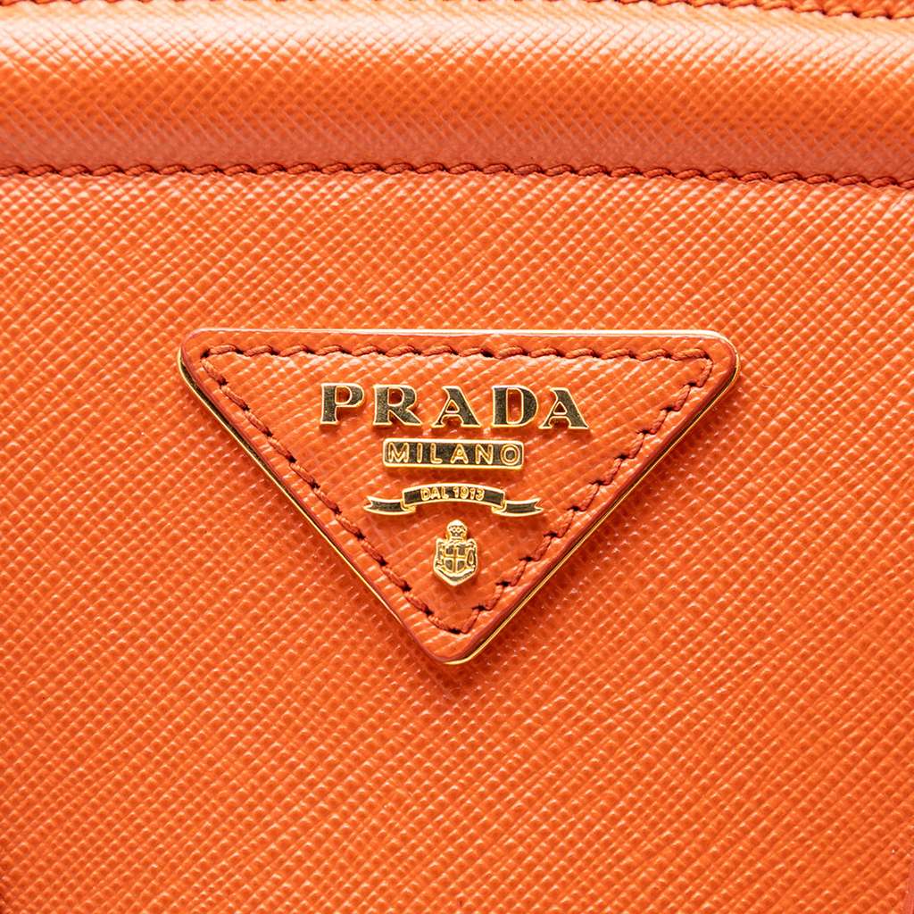 Prada Saffiano Lux Parabole Tote Orange Leather Good condition - Box View