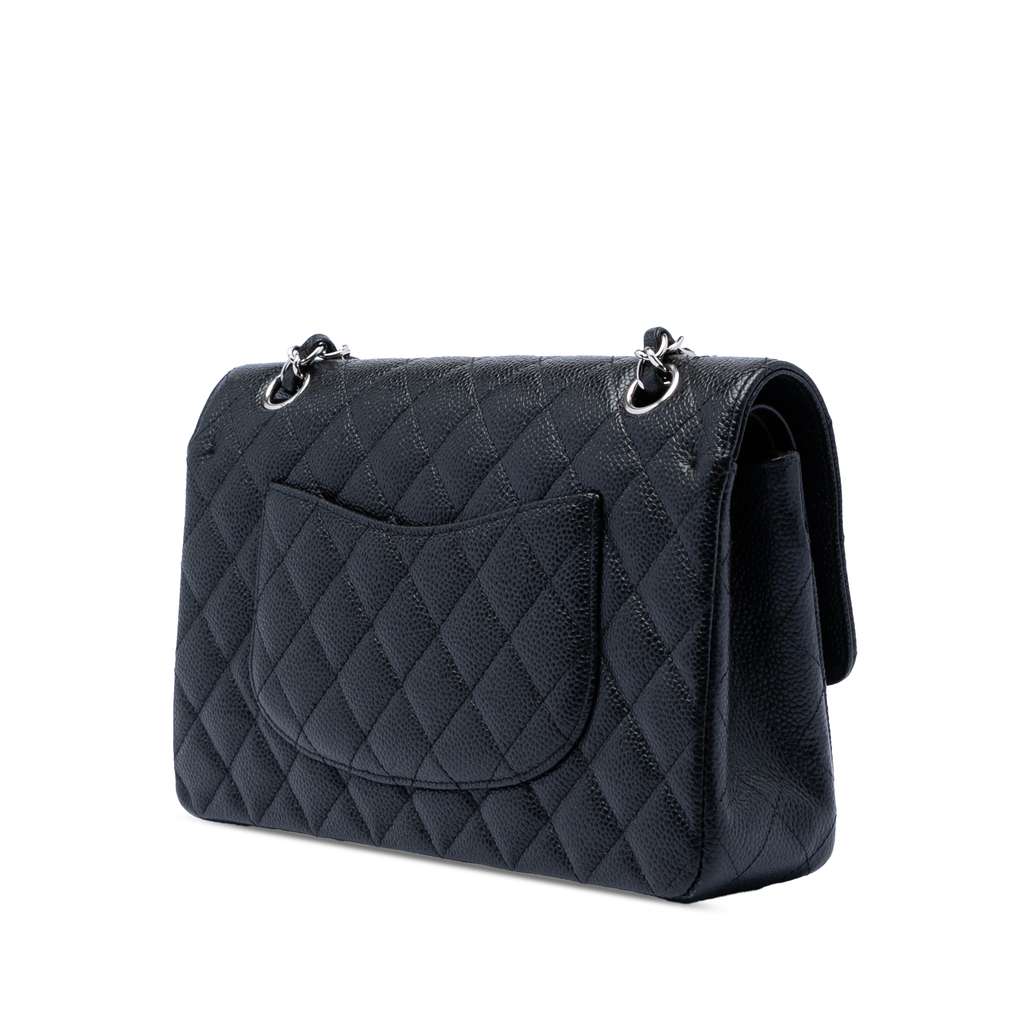 Chanel Medium Classic Caviar Double Flap Black Leather Good condition - Back View