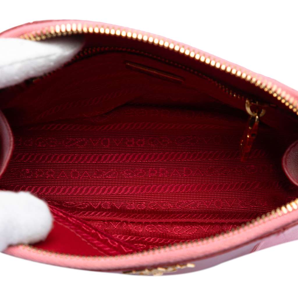 Prada Bicolor Saffiano Cosmetic Pouch Red Leather Good condition - Model View