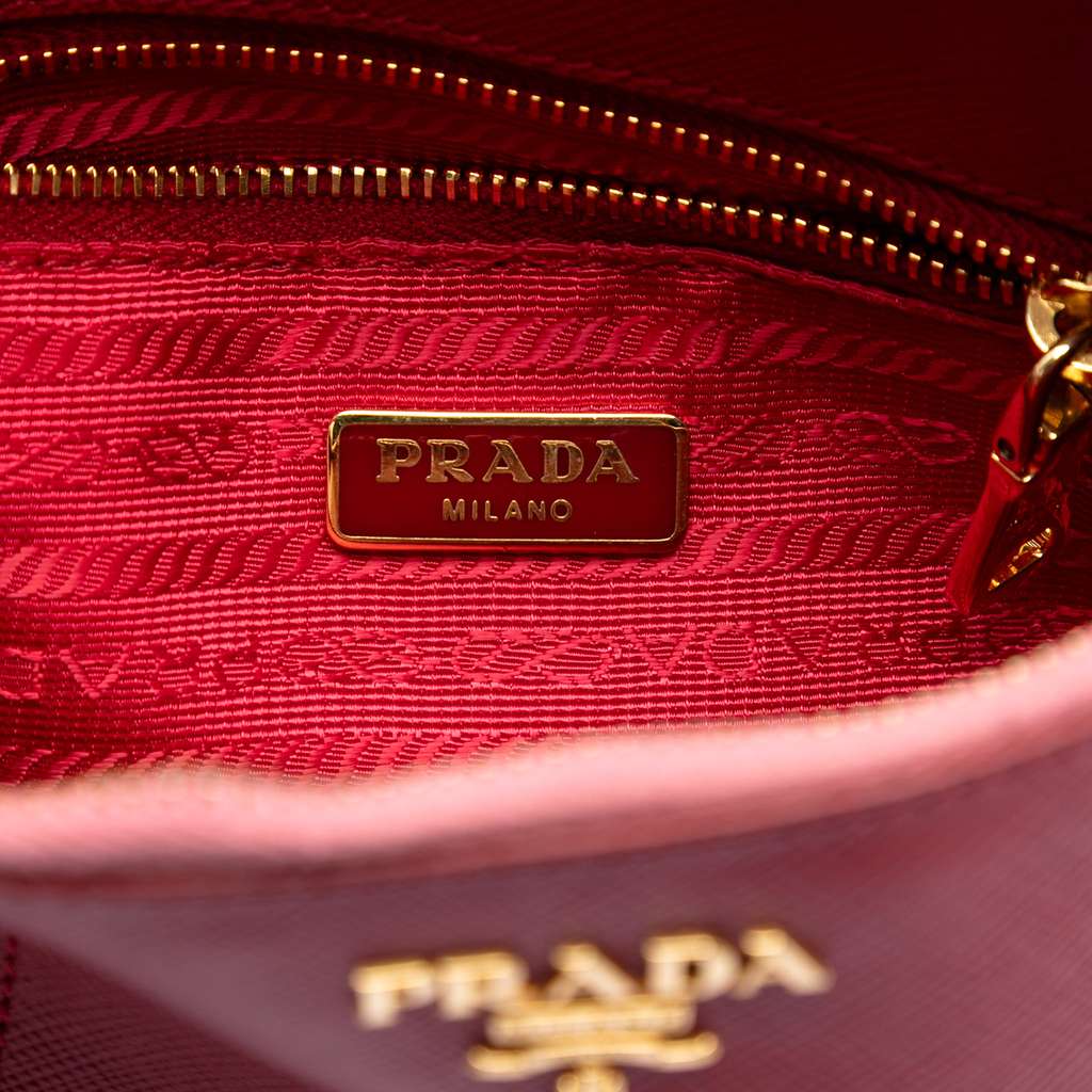 Prada Bicolor Saffiano Cosmetic Pouch Red Leather Good condition - Box View
