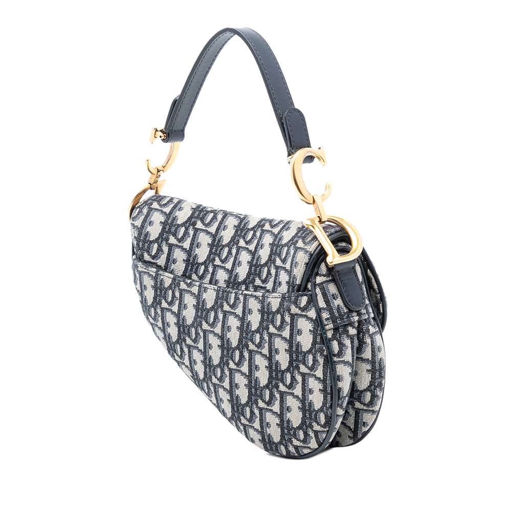 Dior Micro Oblique Canvas Saddle Bag Blue Canvas Good condition - Back View