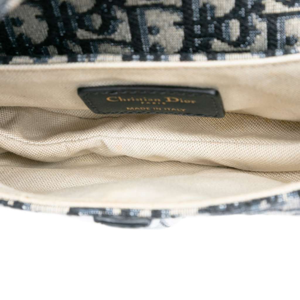 Dior Micro Oblique Canvas Saddle Bag Blue Canvas Good condition - Model View