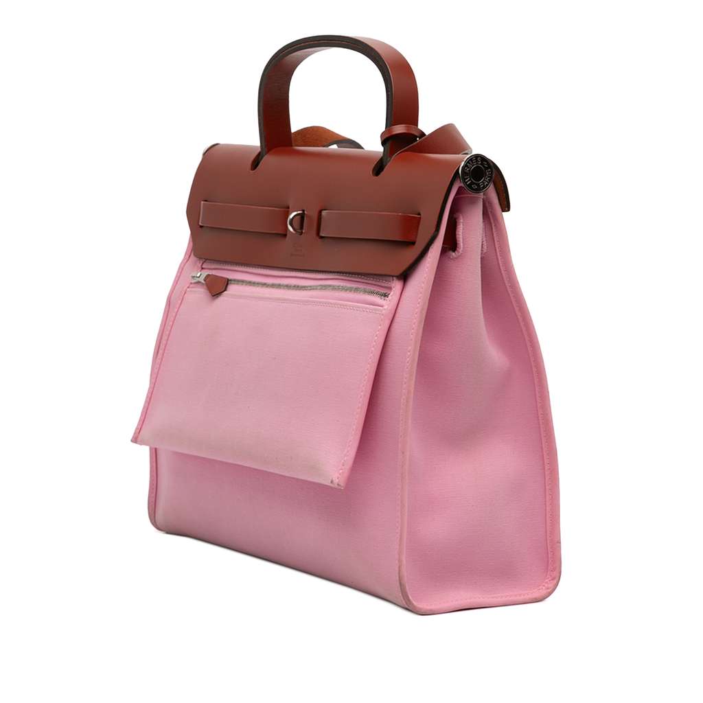 Hermès Toile Herbag Zip 31 Pink Canvas Good condition - Back View