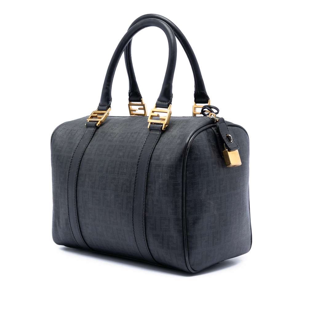 Fendi Zucchino Coated Canvas Boston Bag Black Canvas Good condition - Back View