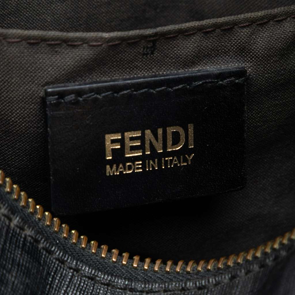 Fendi Zucchino Coated Canvas Boston Bag Black Canvas Good condition - Box View