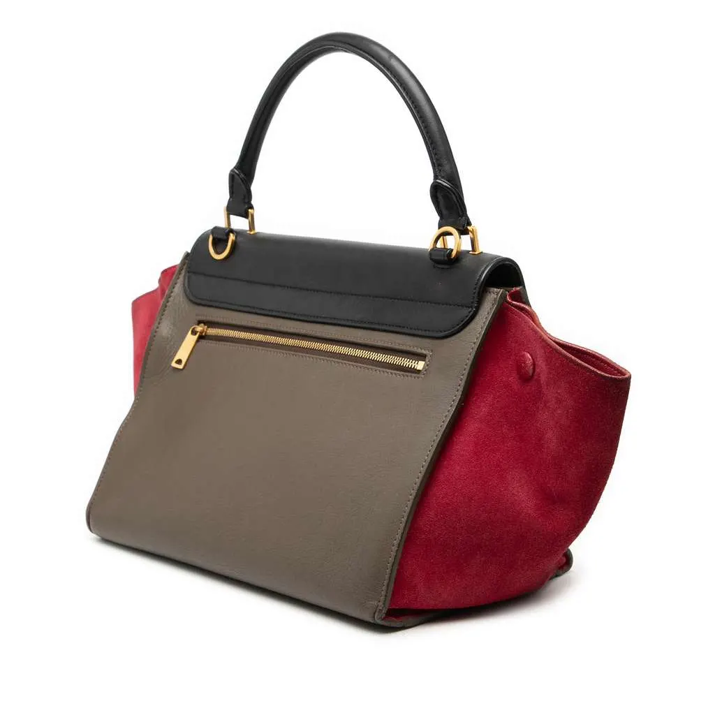 Celine Small Tricolor Leather Trapeze Satchel Brown Leather Good - Back View